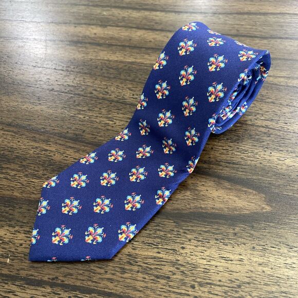 ateseta sartoriale Other - Ateseta Sartoriale Blue 100% Silk Mens Tie Necktie Ornate Fleur de Lis